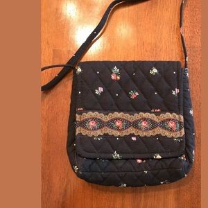 VERA BRADLEY Black Dainty Floral Crossbody Purse